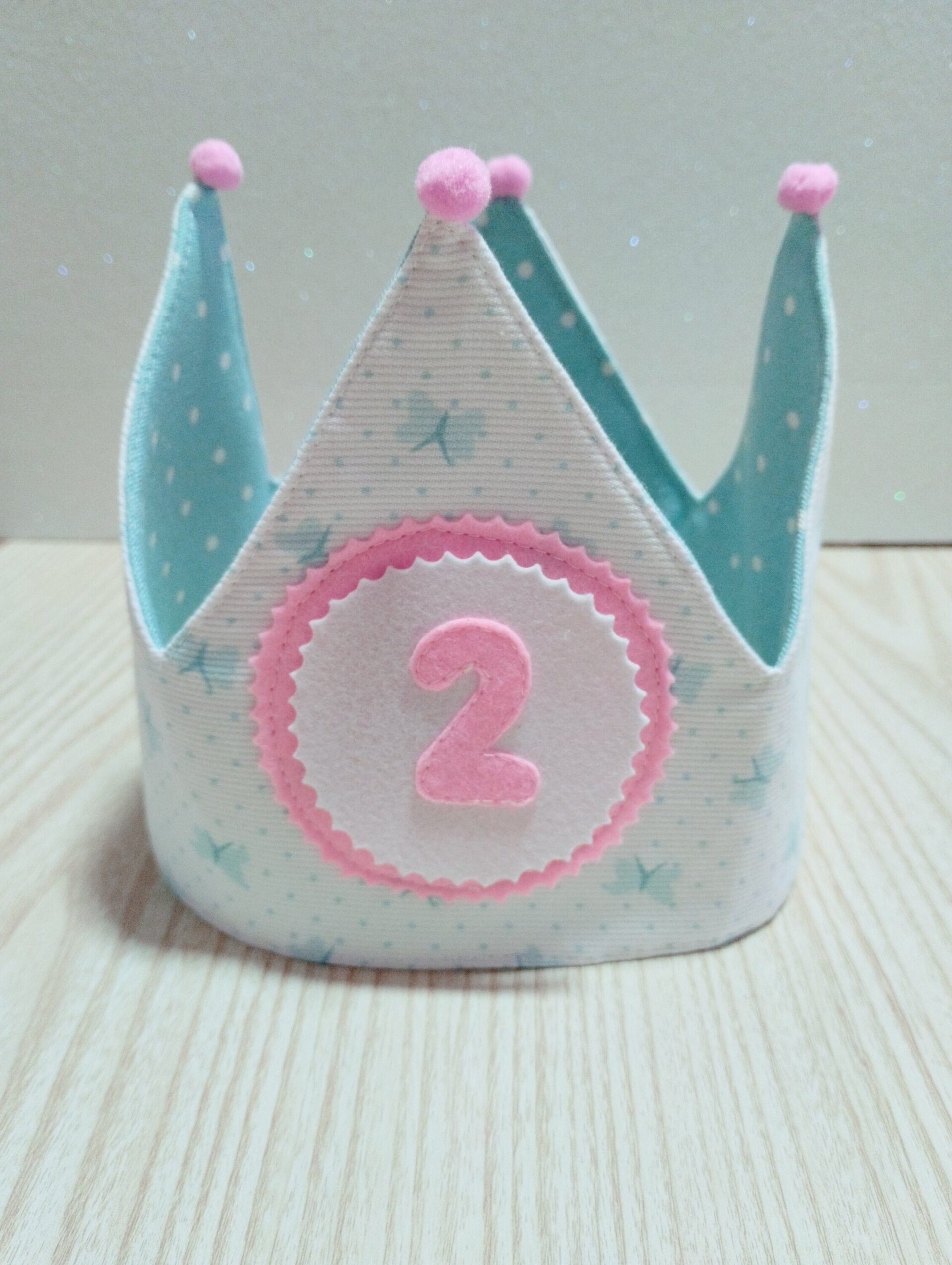 Corona reversible mod.Londres colec.Lunares y Mariposas verde agua - 11
